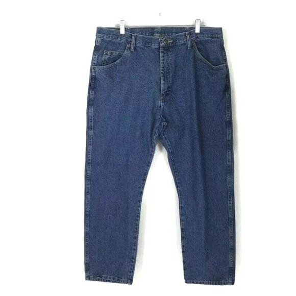 Wrangler 96501DS Dark Stonewash Regular Fit Straight Leg Denim Jean Mens 38x30.5 - Picture 1 of 12